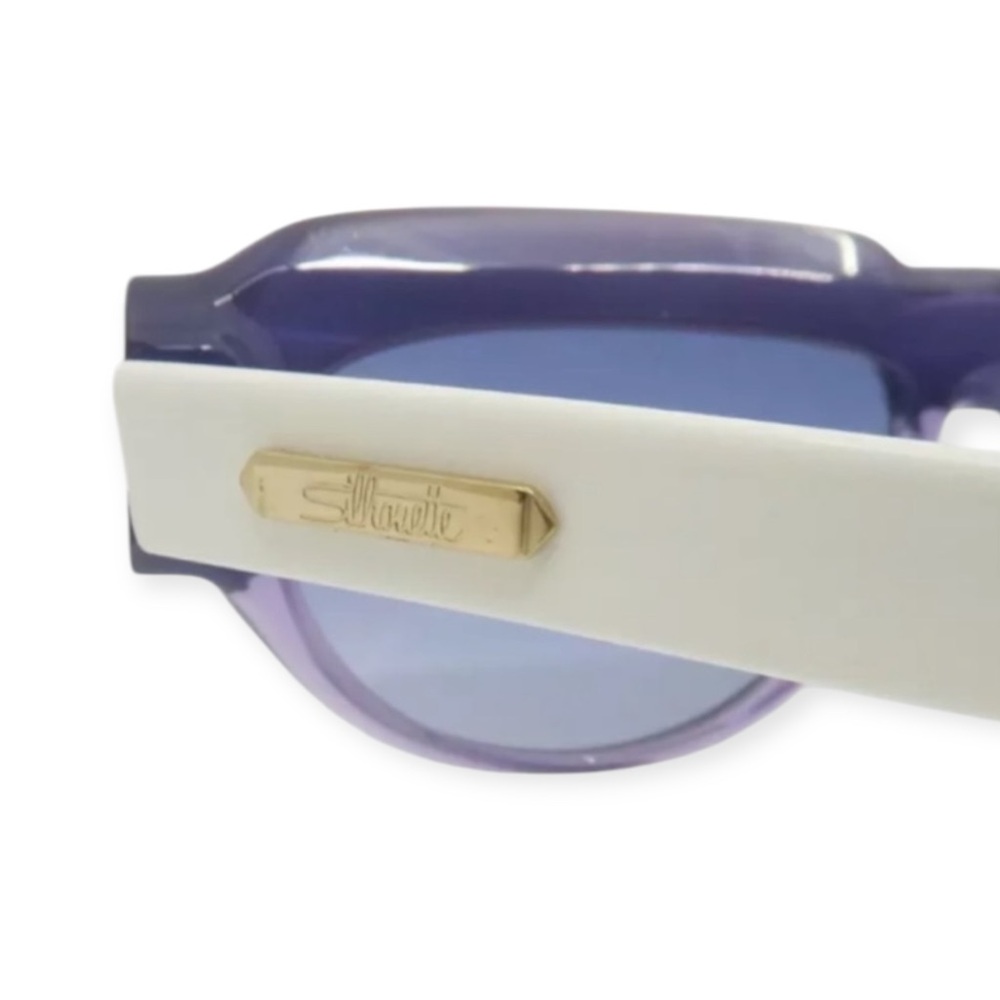 1980’s Silhouette Angular Sunglasses, Colorblock Purple white, Mod 3096, Austria - Picture 4 of 6